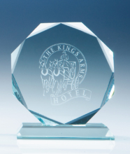 11.5cm x 15mm Jade Glass Facetted Octagon Award