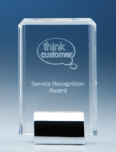 15cm Optical Crystal Rectangle mounted on a Chrome Stand